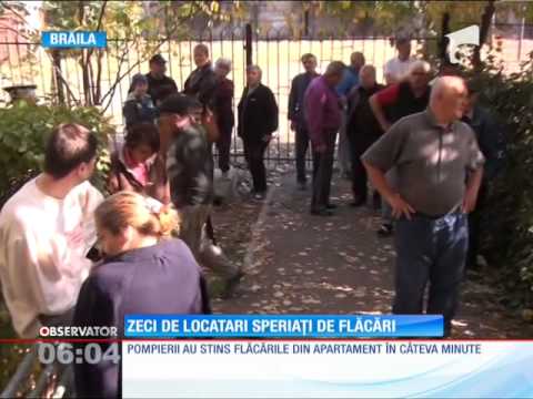 Incendiu puternic într-un bloc din Brăila