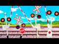 A Railroad Crossing Who Is Curious About The Railroad Crossing Barrier