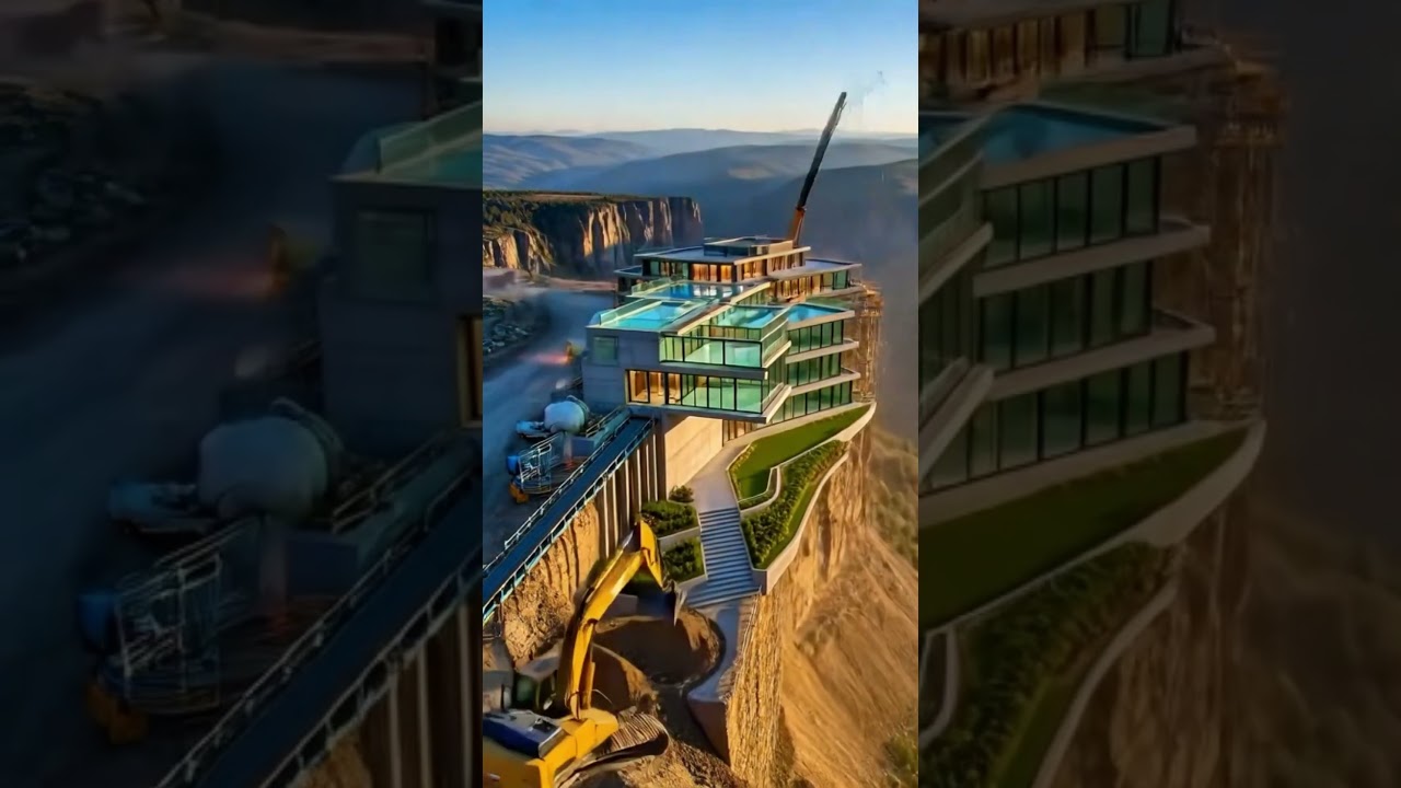Building a Luxury Mansion on a Mountain Cliff | Construction Timelapse