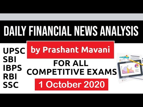 Daily Financial News Analysis in Hindi - 1 October 2020 - Financial Current Affairs for All Exams