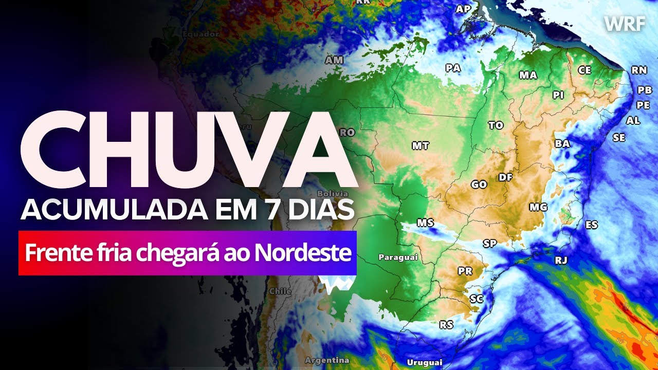 25/08/24 PREVISÃO DA SEMANA BRASIL: FRENTE FRIA SEGUE AVANÇANDO PARA O NORDESTE