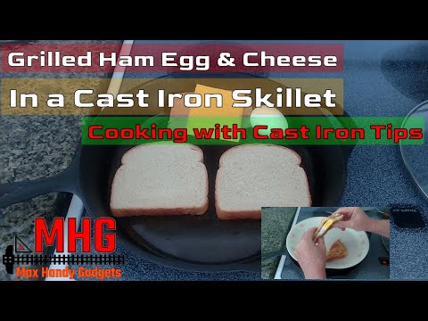 Grilled Ham Egg and Cheese in a Cast Iron Skillet