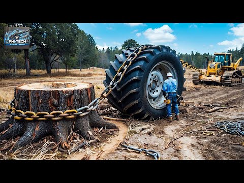 Extreme Dangerous Fastest Big Chainsaw Cutting Tree Machines | Monster Stump Removal Excavator #20