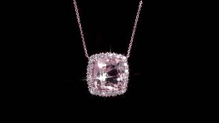 REEDS Jewelers Cushion Morganite and 3/4ctw Diamond Halo Rose