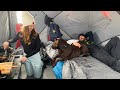 Winter Ice Camping With My GF In Extreme Winds 50 MPH