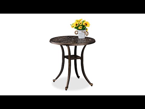 Table de jardin au design rustique Noir - Doré - Aluminium - 53 x 53 x 53 cm