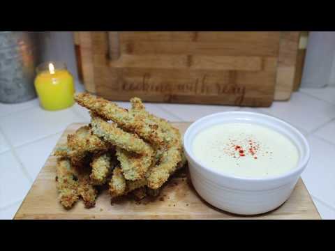REXY'S Crispy Green Bean Fries with Wasabi Cucumber Ranch Dip (BAKED!)