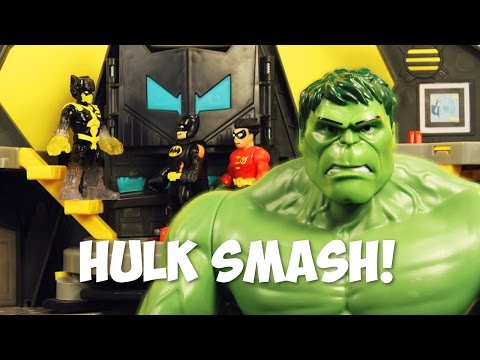 Imaginext Hulk Saves Batman from Robot Batman - Superhero Battle!