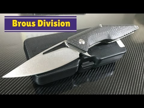 Brous Division Knife. Full sized linerlock flipper with carbon fiber scales and D2 blade steel