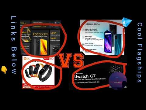 Xiaomi Poco X3 vs UMIDIGI S5 Pro. See the difference. Choose yours.  Smart band 5 and the Uwatch GT