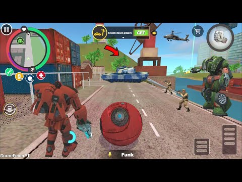 Rope Hero: Vice Town - (Transformer Ball Robot Fight Tank) Red Ball Robots - Android Gameplay HD