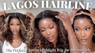 THE PERFECT CUSTOM "LAGOS HAIRLINE WIG" 😍 | Natural Curly Kinky Highlight Wig | WOWAFRICAN
