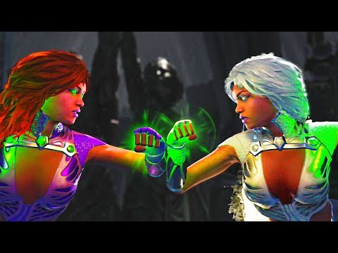Injustice 2 - Starfire vs Starfire All Mirror Intros, Clash Quotes And Supermoves