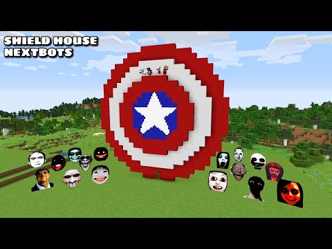 SURVIVAL CAPTAIN AMERICA SHIELD HOUSE WITH 100 NEXTBOTS in Minecraft - Gameplay - Coffin Meme