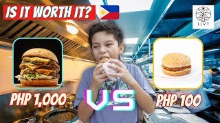 Manila Burger Adventure: Simple 100 Peso Burger vs. Luxury 1,000 Peso Burger