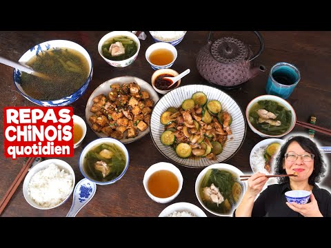 Repas Chinois Quotidien : 2 plats sautés + riz + petite soupe - Comment le manger à la chinoise ?