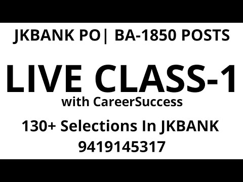 #JKBANK PO/BA-|Free Class- 1| How to Study|Best tricks and tips 9419145317