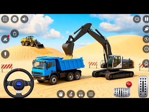 Transporting Heavy Excavator to Construction Site - Long Trailer Truck Driving - Android Gameplay  
