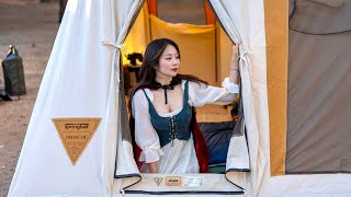 MEDIEVAL GIRL CAMPING IN THE MODERN WORLD 🔥⛺