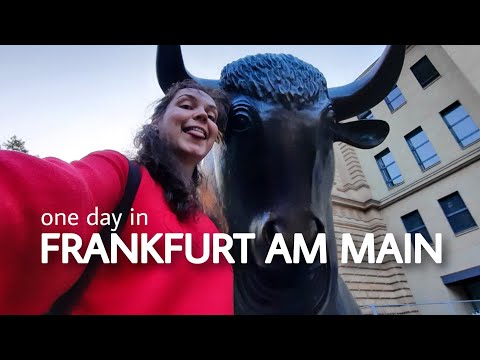 Um dia em Frankfurt am Main, Alemanha. Distrito financeiro e cidade histórica. Guia da cidade