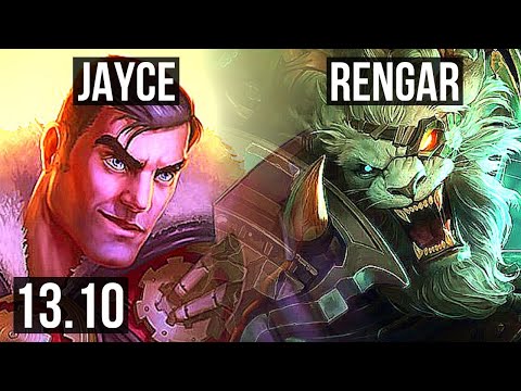 JAYCE vs RENGAR (TOP) | 7 solo kills, 500+ games | KR Master | 13.10