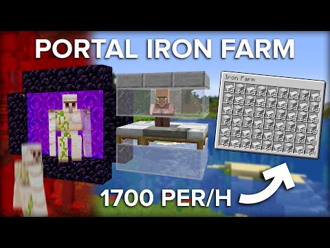 Minecraft Portal Based Iron Farm - 1700 Iron Ingots Per Hour!
