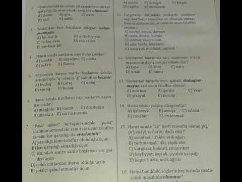 Azerbaycan dili fonetika bölməsi və test suallari 1 ci hissə