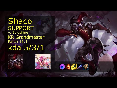 Shaco Support & Ziggs vs Seraphine & Ashe - KR Grandmaster 5/3/1 Patch 11.1 // [롤] 샤코 vs 세라핀 서폿