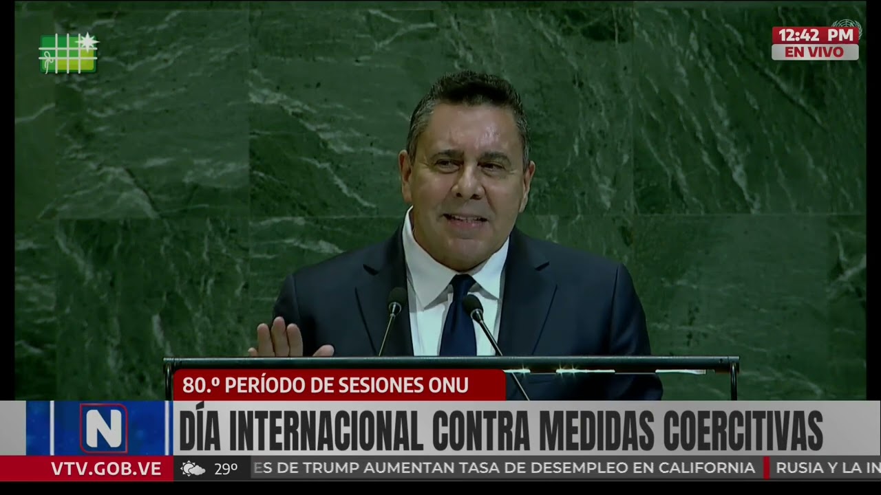 Samuel Moncada en sesión de la ONU por Día Mundial contra Medidas Coercitivas (sanciones)