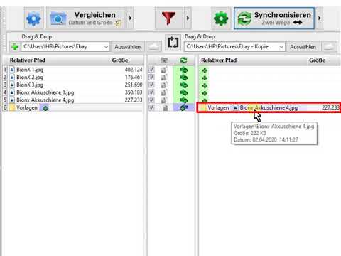 FreeFileSync - Erste Schritte - Zwei Ordner vergleichen und synchronisieren