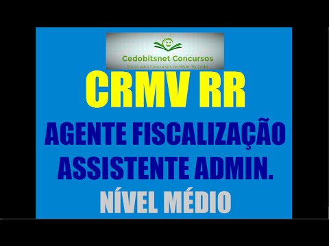 CRMV RR CONCURSO PÚBLICO AGENTE FISCAL ASSISTENTE ADM NÍVEL MÉDIO CEDOBITSNET FICHA RESUMO APOSTILA