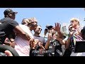 LOGAN PAUL SHOVES KSI IN FINAL FACE OFF FOR FIGHT! BOTH START SMACK TALKING