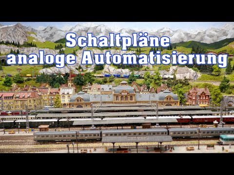 Circuit diagrams for analogue block section control, train change in the shadow yard and train st...