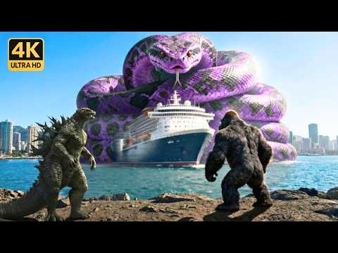 KING KONG and GODZILLA vs. GIANT PYTHONS: Titan Battle Raging Through Sea and City | King Kong Movie