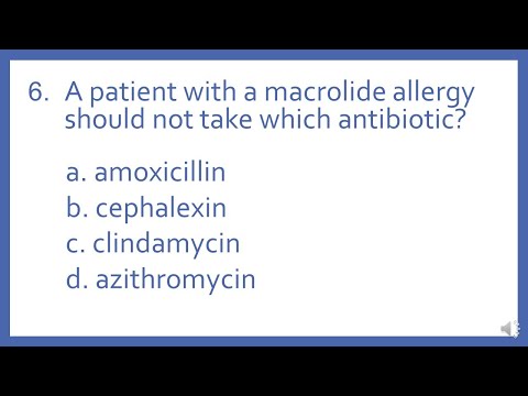 PTCB PTCE Practice Test Question 6 - Macrolide Antibiotic Allergy (Pharmacy Technician Test Prep)