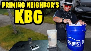 PRIMING our Neighbor Jonathan's Kentucky Blue Grass Seed! SPRING LAWN RENOVATION
