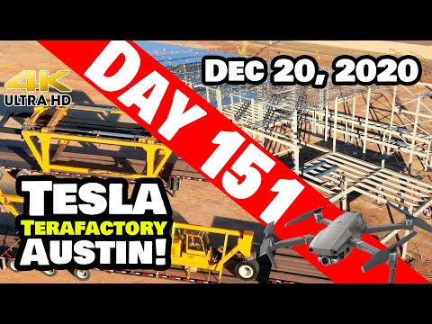 Tesla Gigafactory Austin 4K  Day 151 - 12/20/20 - Terafactory Texas - RAINY RESULTS AT GIGA TEXAS!