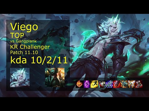 Viego vs Gangplank Top - KR Challenger 10/2/11 Patch 11.10 Gameplay // [롤] 비에고 vs 갱플랭크 탑