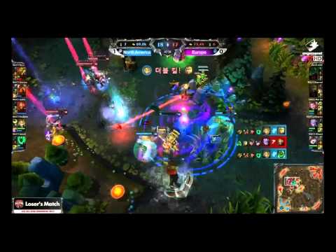 Doublelift's pentakill versus the EU all-star team (Korean commentary)