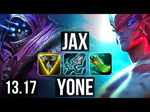 JAX vs YONE (TOP) | 9 solo kills, 1.2M mastery, 300+ games, Rank 11 Jax | EUW Challenger | 13.17