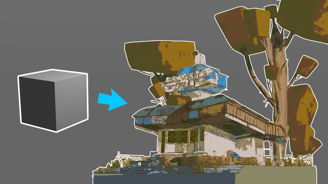 Burger Stand - Blender 4.3 Grease Pencil 2D/ 3D