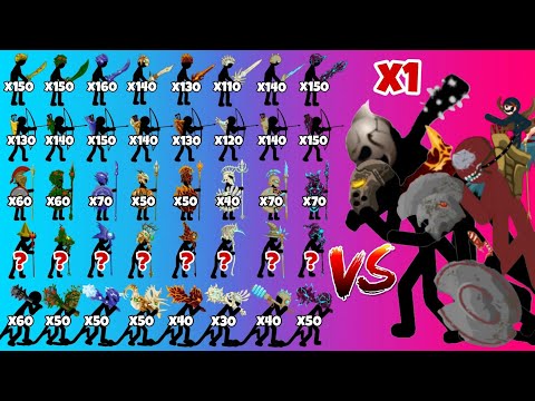 All stick figures units skins from weakest to strongest VS Giants team - who will win? - stick war