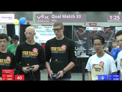 VEX Worlds 2016 - VRC High School - Arts - Qual 33 (5454F 6460) 185 vs 158 (917M 6116D)