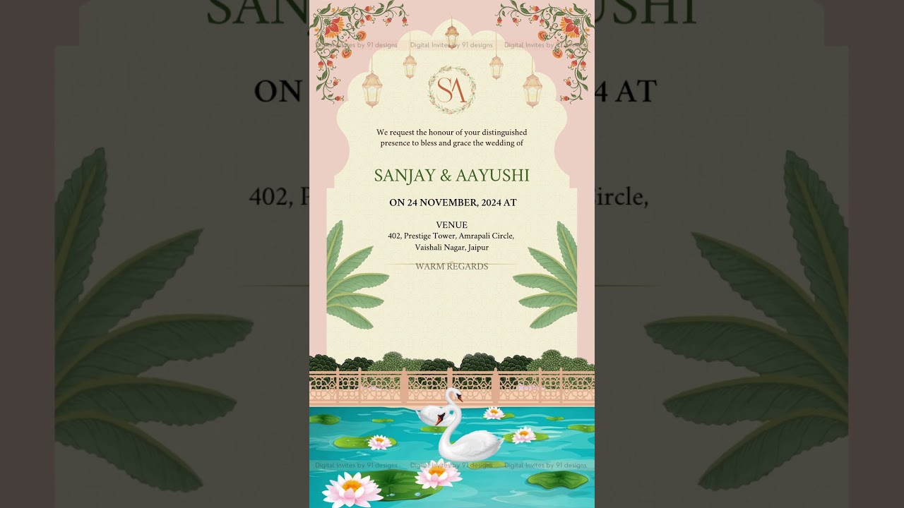 Floral Watercolour Indian Wedding Invite