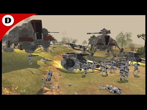 AT-TE WALKERS DEFEND HILLSIDE ~ Death Watch vs Clones - Men of War Star Wars Mod