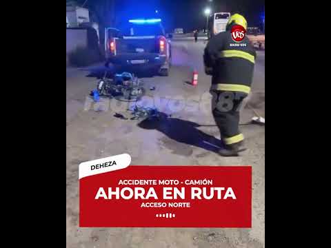 GENERAL DEHEZA: Colisión entre una motocicleta y un camión en acceso norte a Deheza.