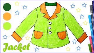 How to draw a Jacket | Drawing and Coloring pages | Kids learn colors