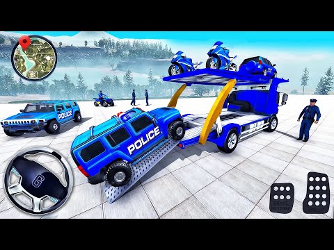 Offroad Police Car Transporter Driver - Prado Vehicle Transport Truck Driving - Android GamePlay