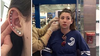 PIERCING MY WHOLE EAR!! | BeautyBySamixox