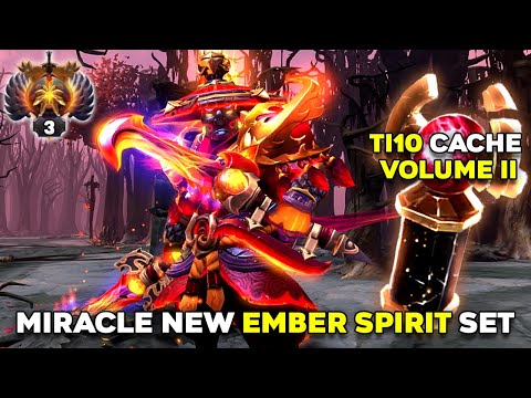 Miracle Playing with NEW SET for EMBER SPIRIT - TI10 Collector's Cache Vol.2 - TOP 3 Gameplay Dota 2
